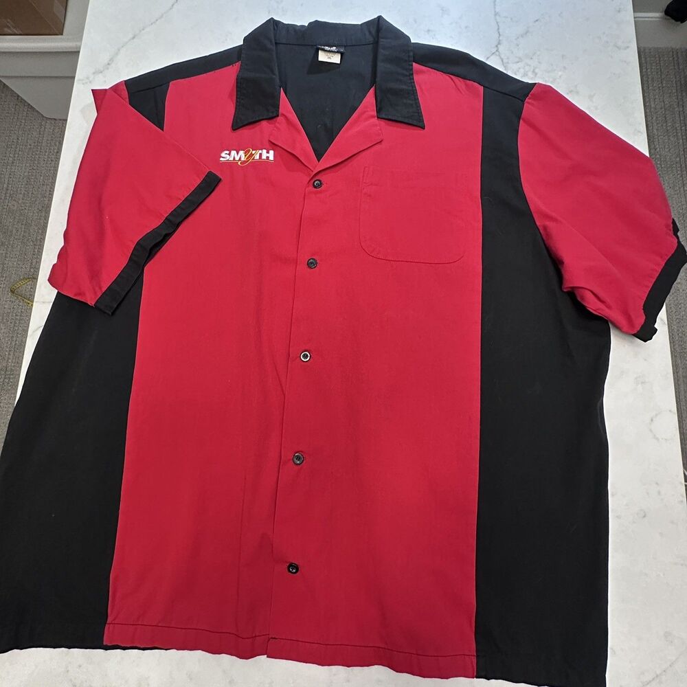 Hilton Bowling Shirt Mens 2XL Black Red Retro Button Bowling Team Rockabilly